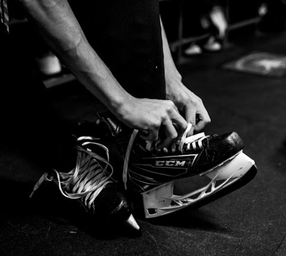 Tying up hockey skates